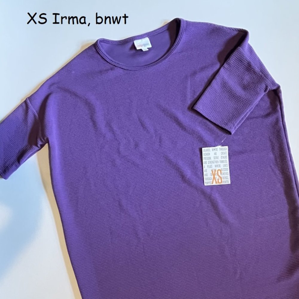 X-Small Lularoe Irma tunic, purple textured